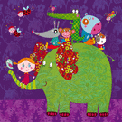 &Eacute;l&eacute;phant color&eacute; et sa joyeuse bande